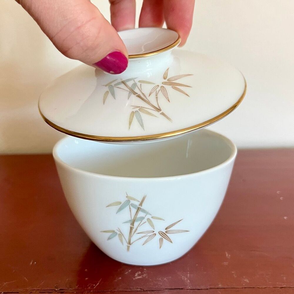 VTG Noritake China Oriental 6341 Bamboo Sugar Bowl Creamer Base Japan 1960s